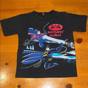 Vintage 1997 Batman and Robin Kids Black T-Shirt